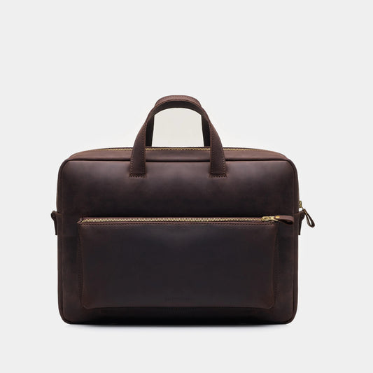 Biz Leather Laptop Bag — Brown