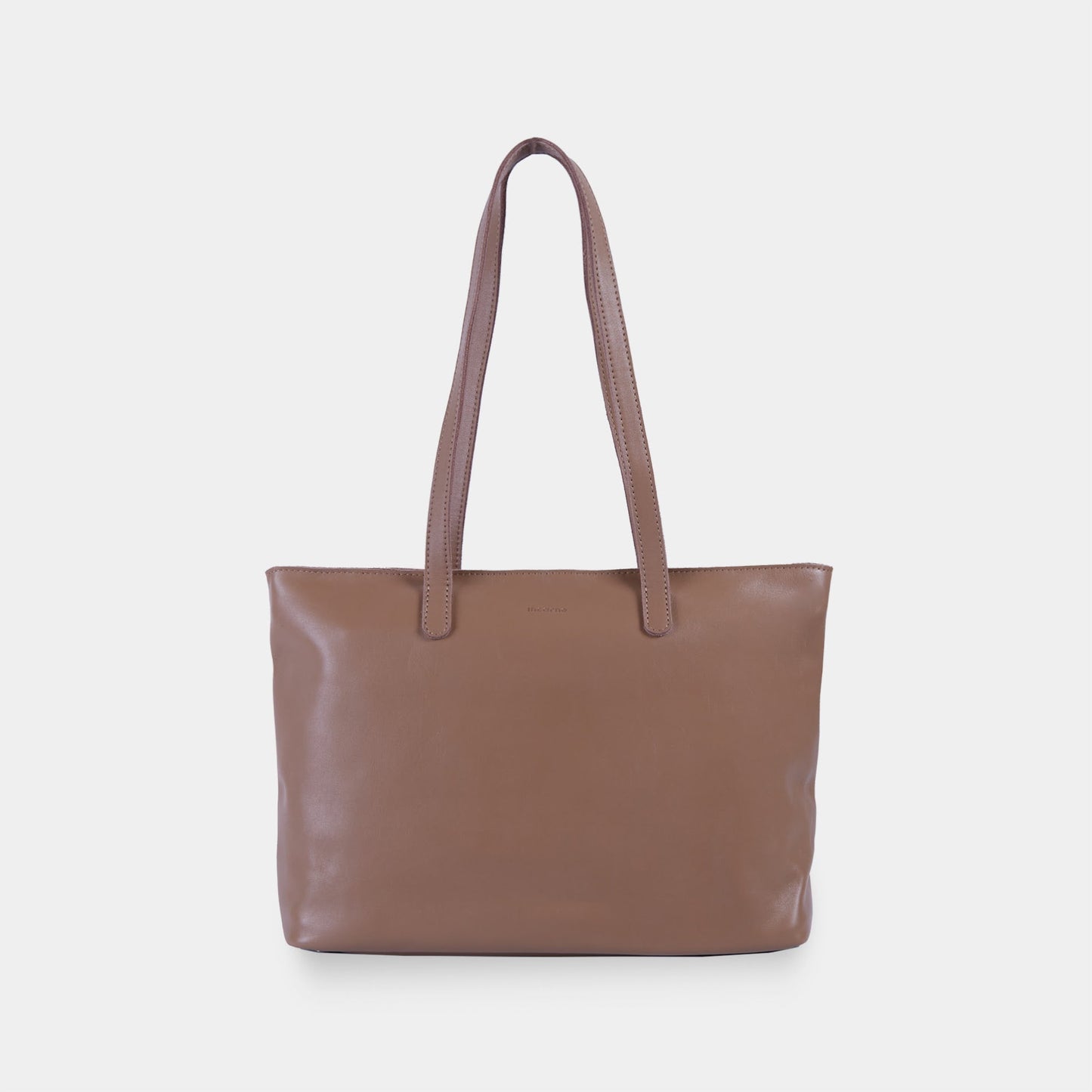 Spacious women's shopper bag with a laptop compartment made from classic leather Emeli