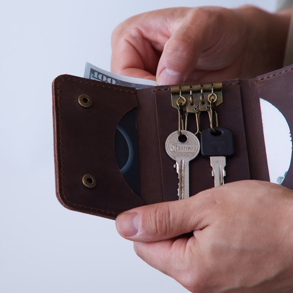 Skórzany brelok i portfel w stylu vintage Key Plus