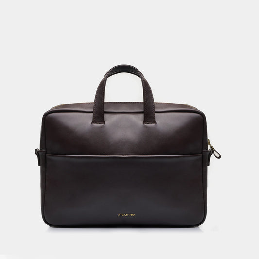 Brief Leather Laptop Bag — Chocolate