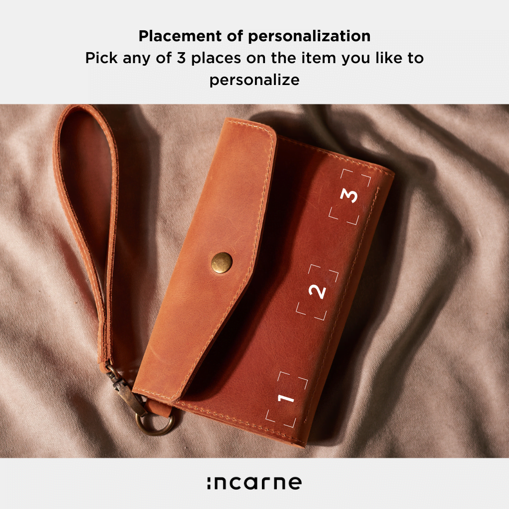 Big Power leather wallet with a hand strap