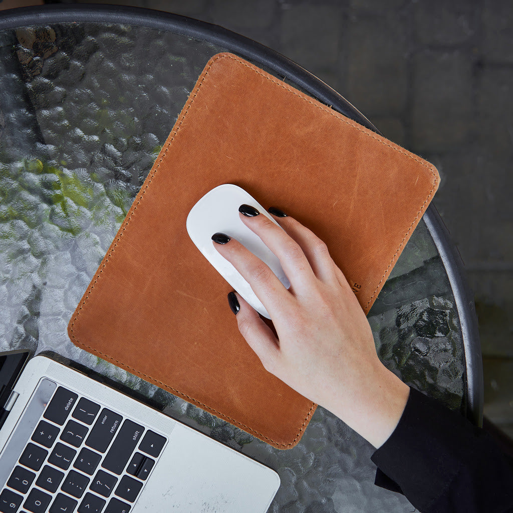 Palabra mousepad de cuero