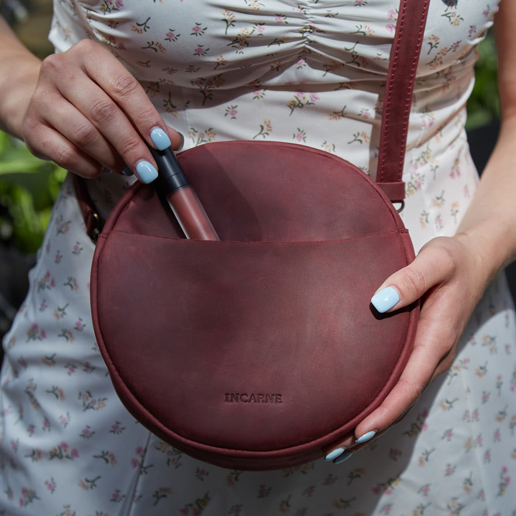 Bolso bandolera redondo New Harley en piel Crazy Horse