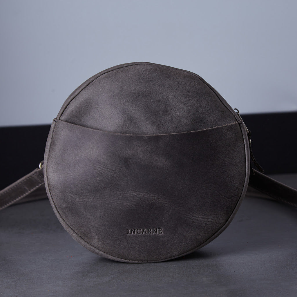 Bolso bandolera redondo New Harley en piel Crazy Horse