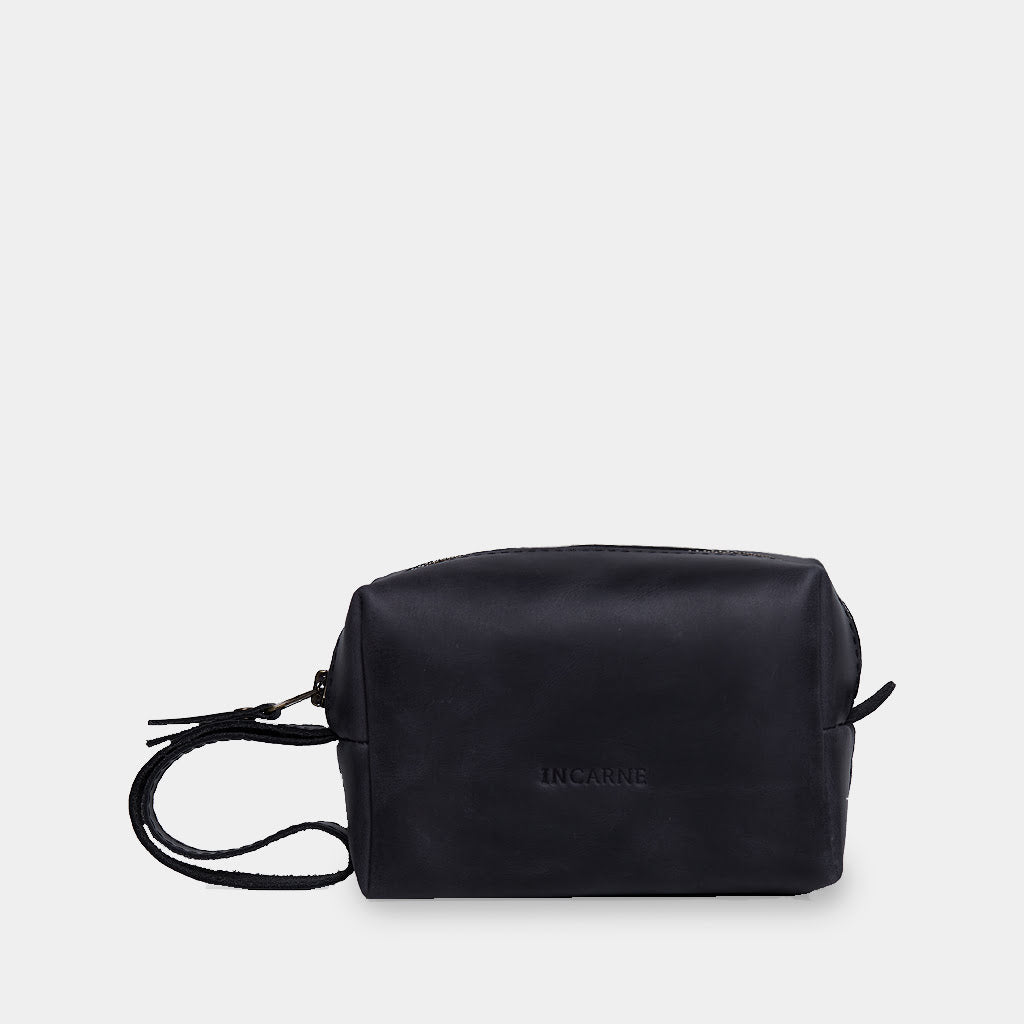 Bolsa cosmética de viaje de cuero a bordo
