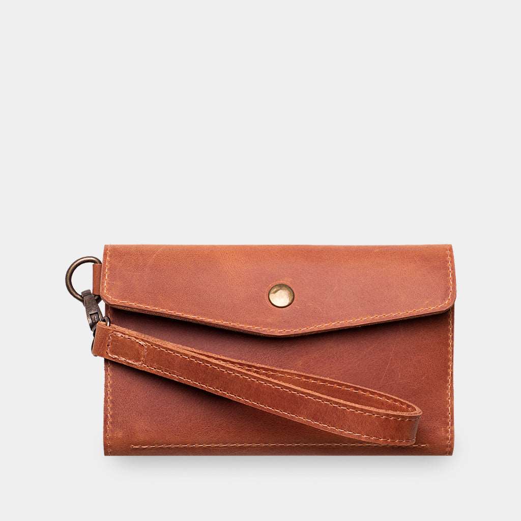 Big Power leather wallet with a hand strap