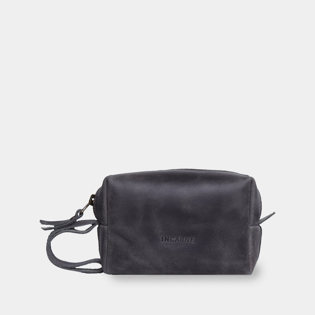 Bolsa cosmética de viaje de cuero a bordo
