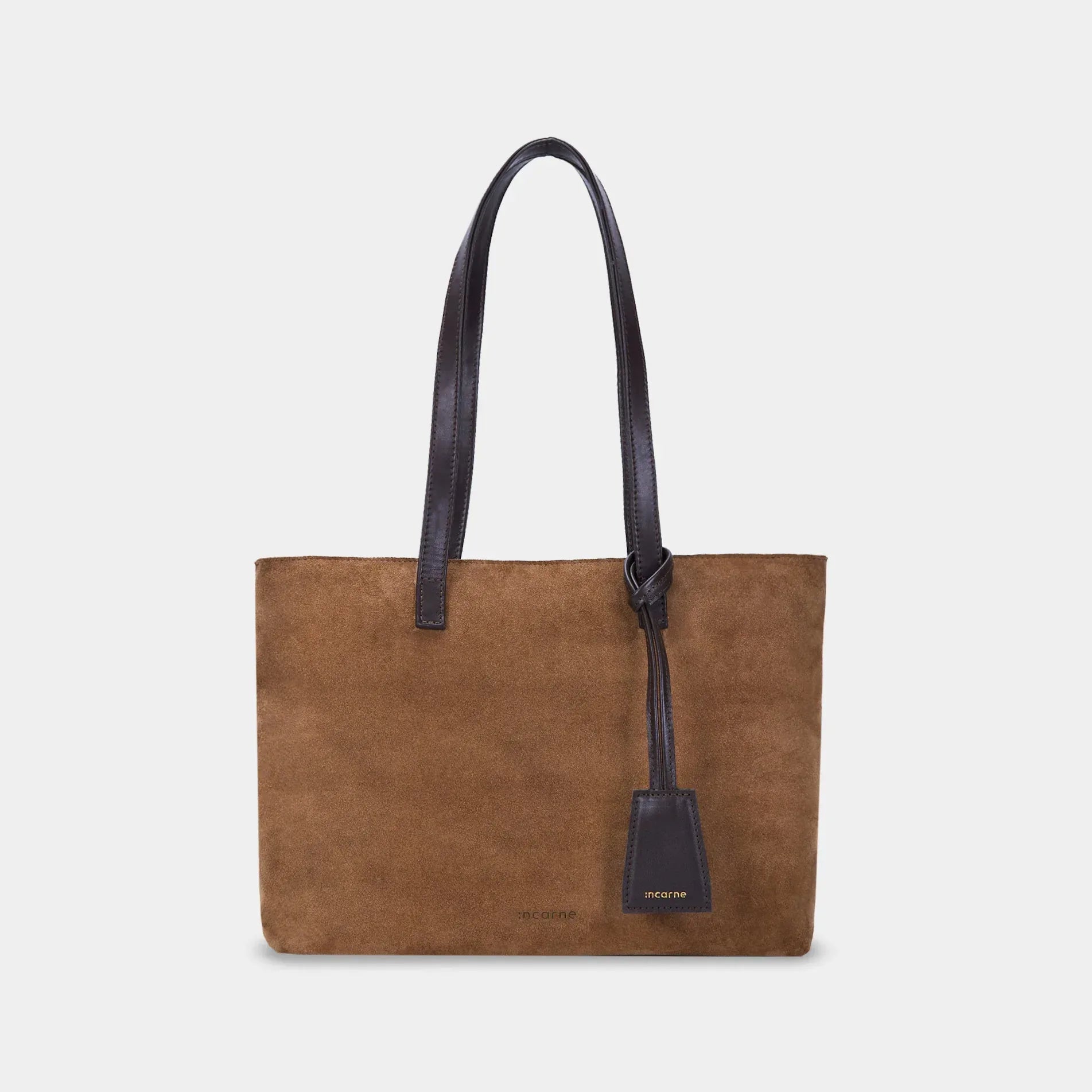 Emeli Leather Shopper Bag — Rust Velour