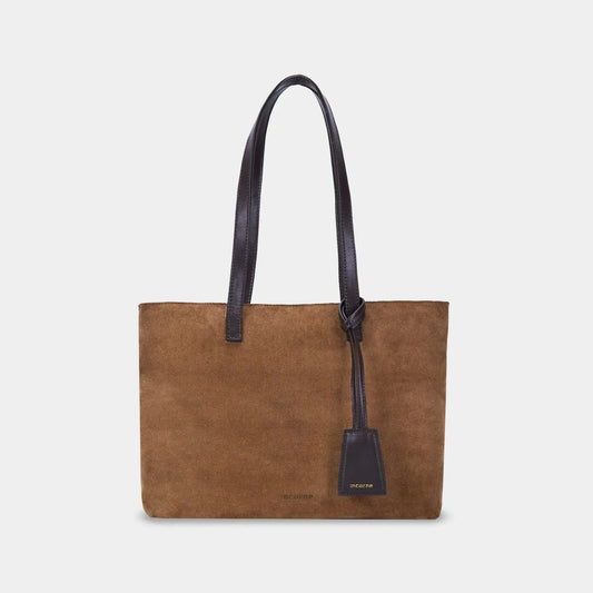 Emeli Leather Shopper Bag — Rust Velour