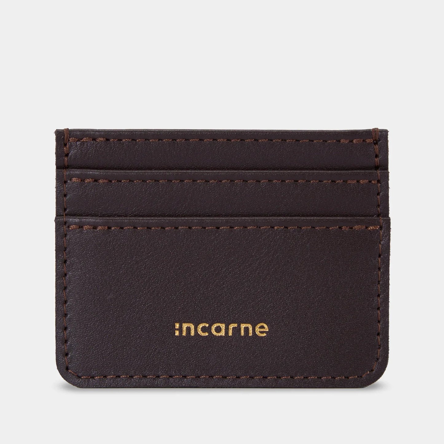 Minimal Leather Cardholder — Chocolate