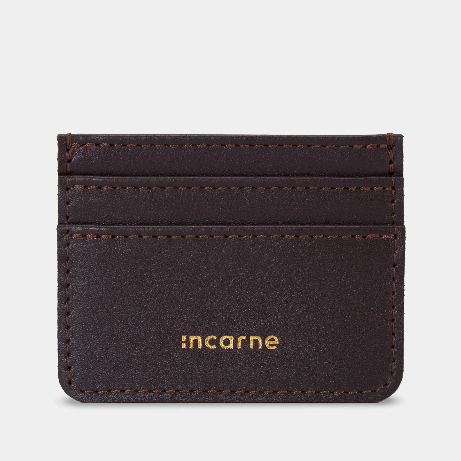 Minimal Leather Cardholder — Chocolate