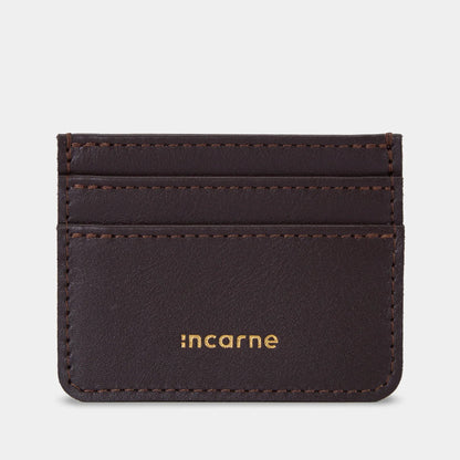 Minimal Leather Cardholder — Chocolate