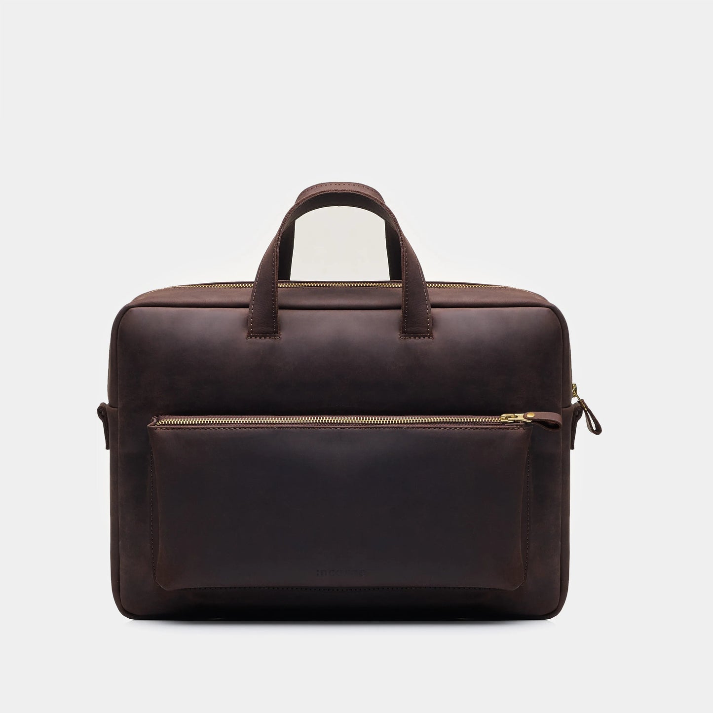 Biz Leather Laptop Bag — Brown