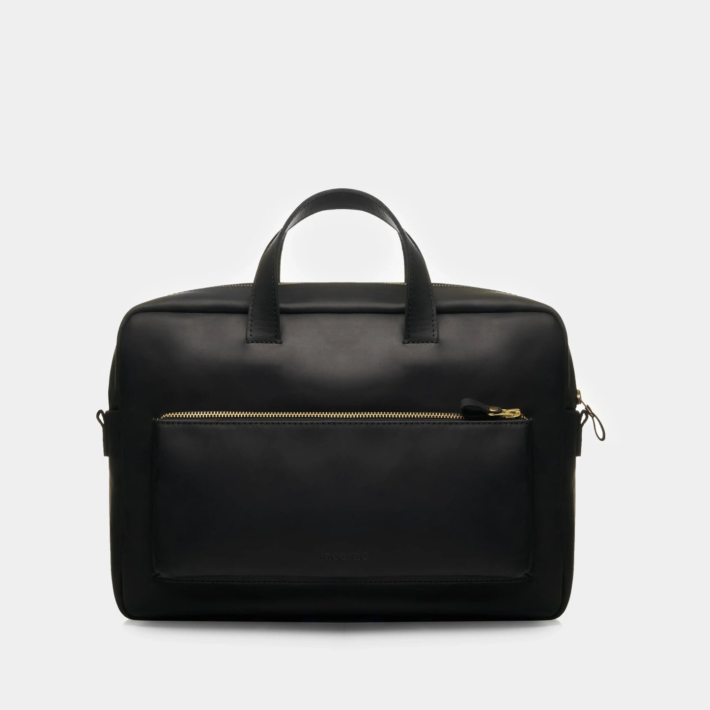 Biz Leather Laptop Bag — Black