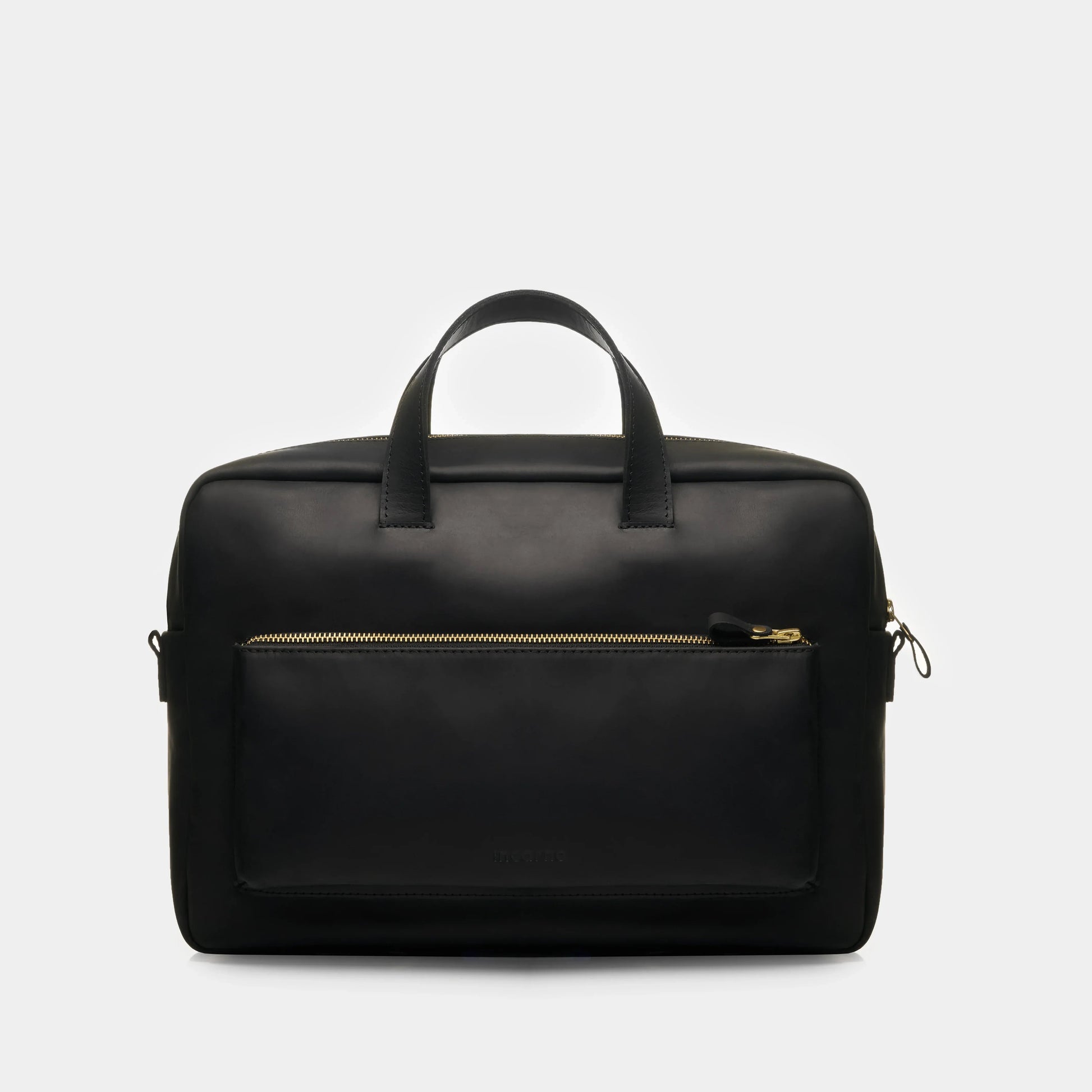Biz Leather Laptop Bag — Black