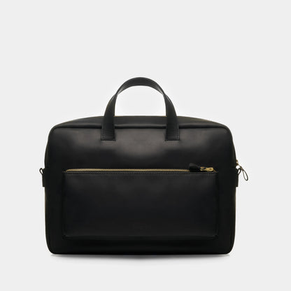 Biz Leather Laptop Bag — Black