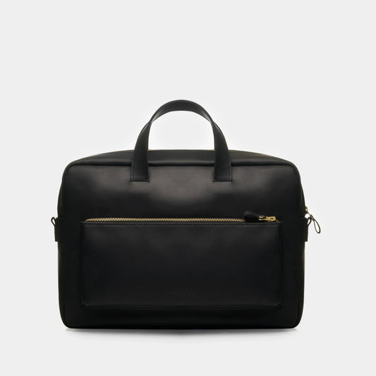 Biz Leather Laptop Bag — Black