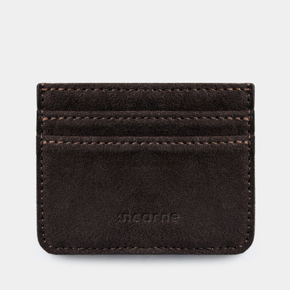 Minimal Leather Cardholder — Brown Velour
