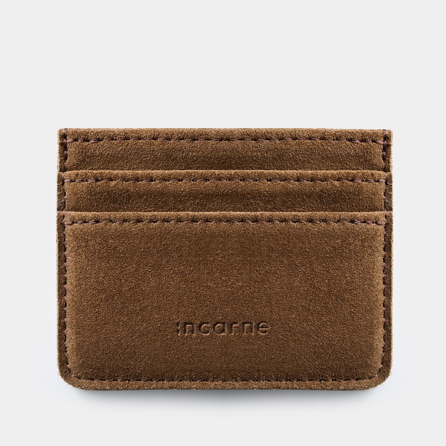Minimal Leather Cardholder — Rust Velour