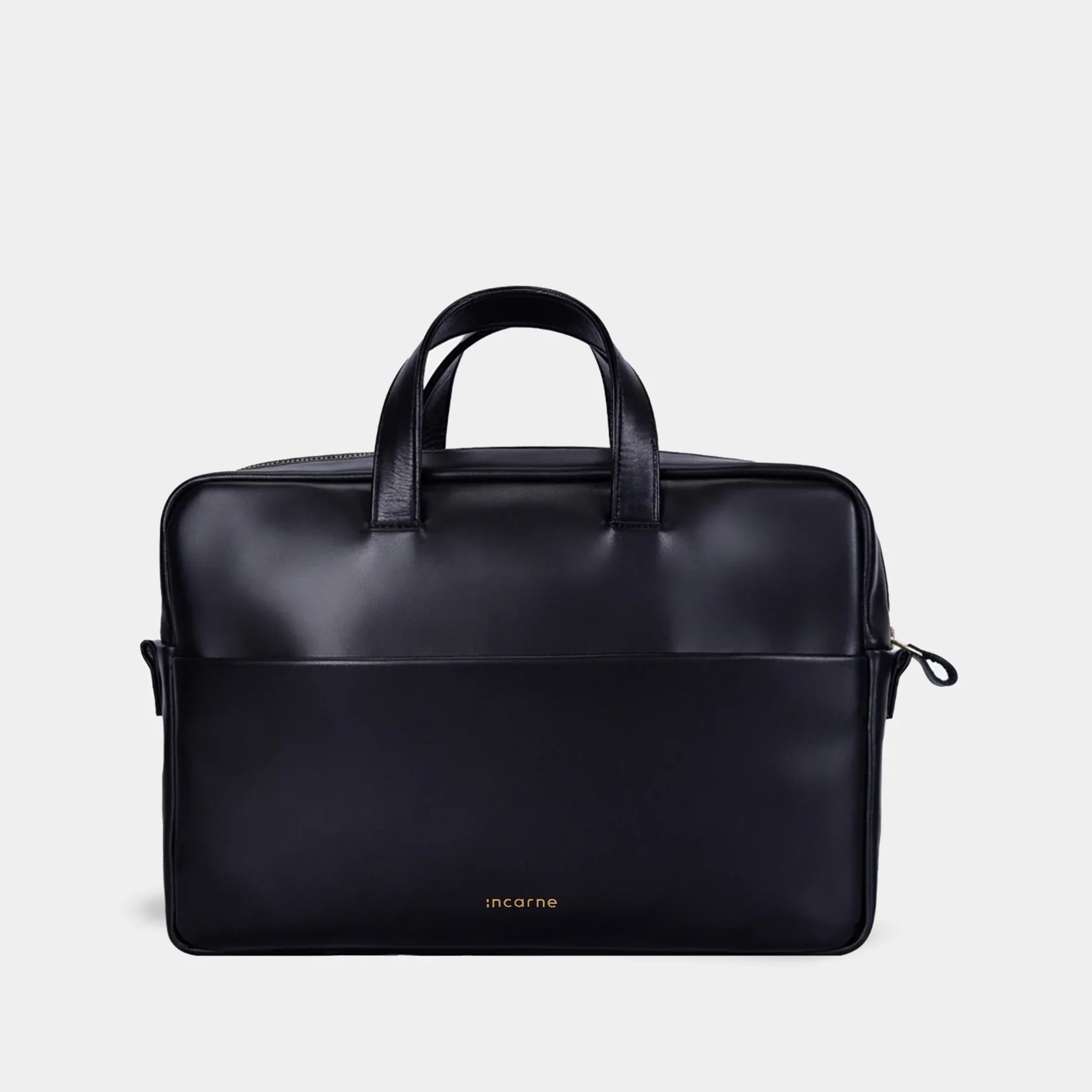 Brief Leather Laptop Bag — Black